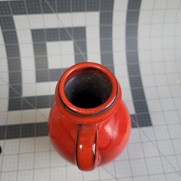 Share 1960s Mid Century Modern MCM Red Keramik Fat Lava Vase West Germany Pitche - Picture 5 of 6